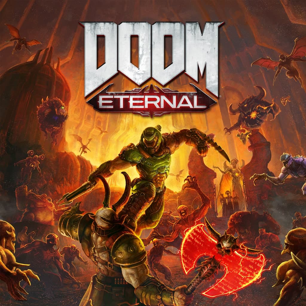 Arte de DOOM Eternal Standard Edition usada como capa editorial da CFC Games