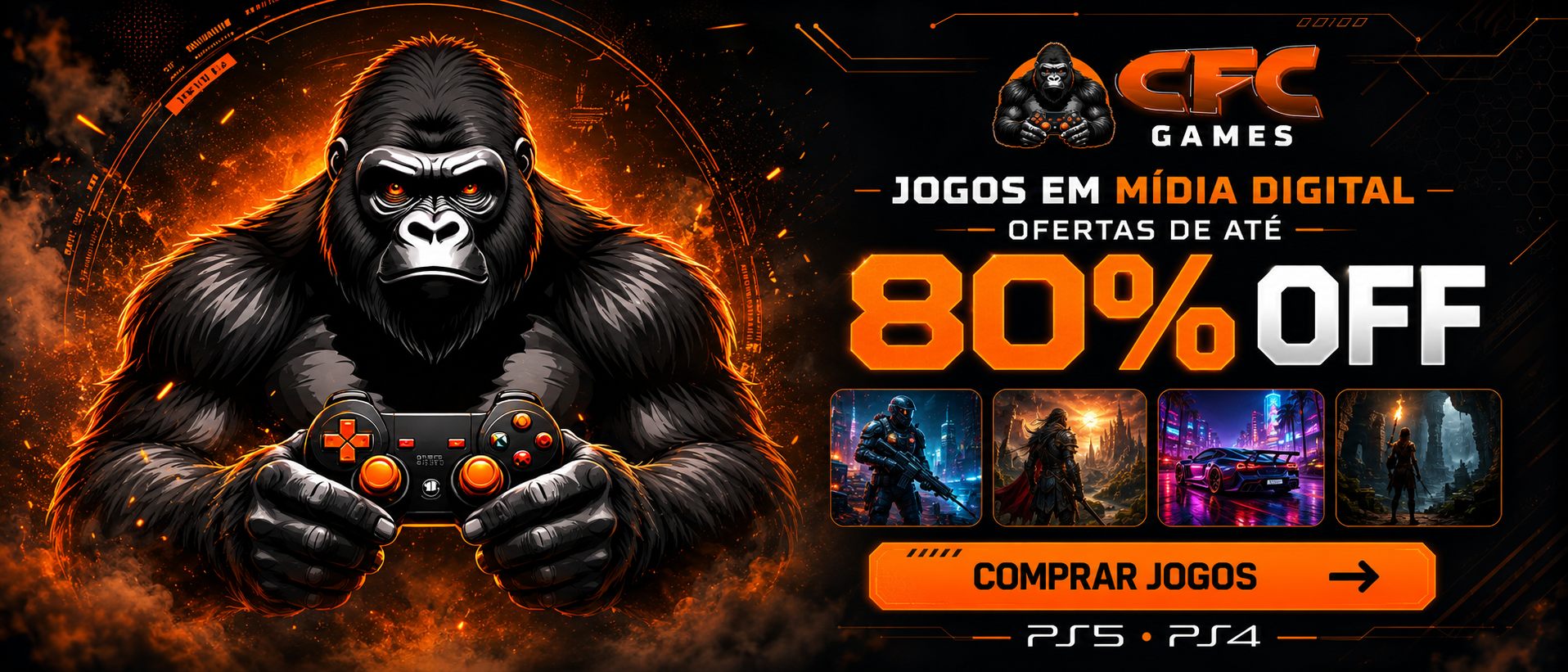 CFC Games - ofertas de mídia digital PS5 e PS4 com até 80% off
